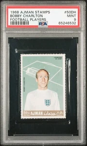 BOBBY CHARLTON - 1968 Ajman Stamp - PSA 9 MINT - Football Players *POP4 * - Picture 1 of 2