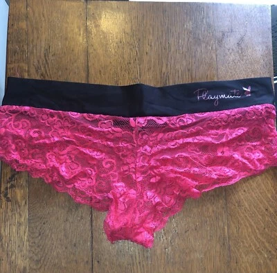 NWOT Playboy Bunny Playmate Red Lace Black Panties - Medium - Image 1 of 4