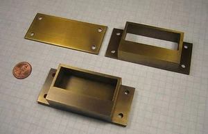 WEBER-KNAPP #7752x7751-US5 MORTISED DRAWER PULL, ANTIQUE SOLID BRASS, 3/4" THICK - Picture 1 of 1