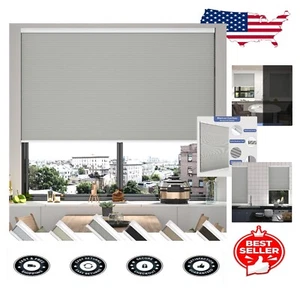 Honeycomb Cellular Blackout Blinds - Noise Reduction, Grey, No Drill Required - Picture 1 of 11
