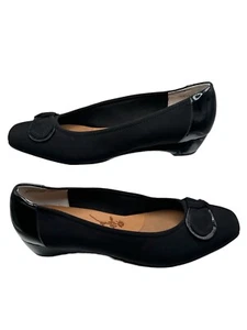 Ros Hommerson Black Flats Womens Size 9M Leather Slip On - Picture 1 of 8