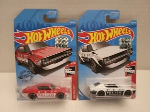 (2) Hotwheels 2019 Nissan Skyline 2000 GTR Police 160/250 W/FACTORY STICKER - Picture 1 of 11