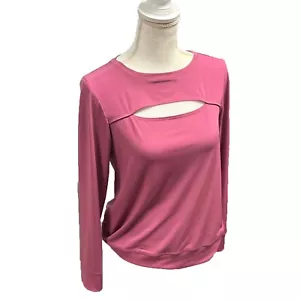 Simonton Says Women Slinky Maroon Long Sleeve Slit Open Chest Blouse sz Small - Picture 1 of 8