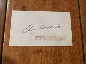 SCHEDA INDICE AUTO ELMER RED DESSENS BROOKLYN DODGERS FIRMATA AUTOGRAFATA 3X5 - Foto 1 di 3
