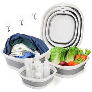 3 Pack Collapsible Wash Basin Portable Washing Basin Foldable Dish Tub Square... - Picture 1 of 7