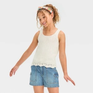 Girls' Sleeveless Knit Pullover Sweater - Art Class™ Off-White L - Picture 1 of 1