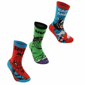 Marvel 3 Pack Crew Socks Infants Boys Novelty Stamp - Picture 1 of 6