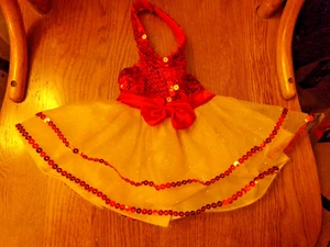 FÜR Puppe oder BÄR Kleid Build a Bear rote Seuins und Goldflocke im Rock - Bild 1 von 3