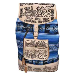 Neu Peru Cusco Damen Textil Stoff geprägtes Leder Boho Rucksack Tasche - Bild 1 von 4