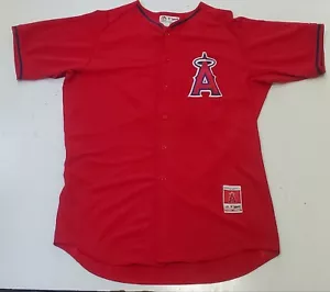 Los Angeles Angels Anaheim #27 Trout Red Sewn Button Up Majestic 48 Jersey - Picture 1 of 19