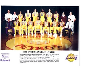1981 1982 Los Angeles Lakers 8 x 10 Teamfoto Jabbar Johnson Basketball - Bild 1 von 1
