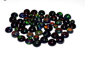 Black Opal Round Calibrated 3mm To 10mm  Size Fire Black Opal Round Ethiopian