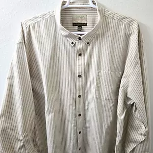 Cabelas Outfitter Series Men’s Long Sleeve Button Down Shirt Green Strip 4XL - Picture 1 of 9