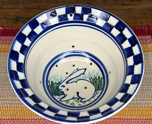 Volkskunst Debbie Dean Studio Kunstkeramik Hase Kaninchen 10,75" große Obstschale - Bild 1 von 5