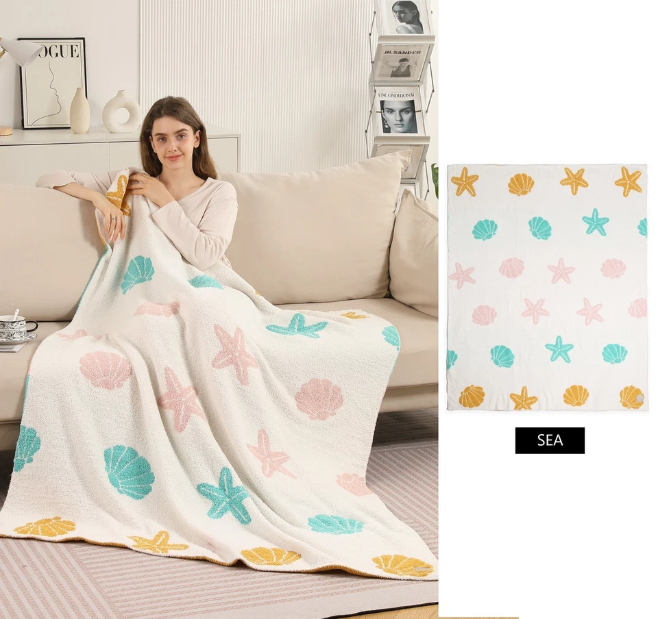 ComfyLuxe Multi-Colored Seashell & Starfish Pattern Throw Blanket - Image 1 of 1