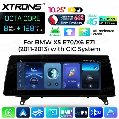 10.25" HD Car Screen Android 14 CarPlay GPS 4G 8+128GB For BMW X5 E70 X6 E71 CIC - Image 1 of 4