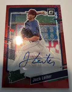 2023 Donruss Jack Leiter Optic Rated Prospects Auto Red Mojo /49 Texas #RPS-JL - Picture 1 of 3