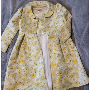 Conjunto de abrigo y vestido Bonnie Jean para niñas amarillo margarita brocado floral talla 6 años - Imagen 1 de 10