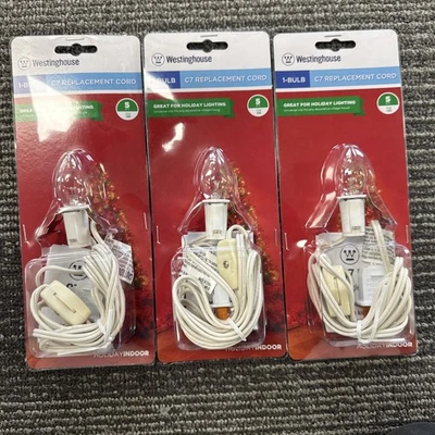 Westinghouse 3Pk Bulb Replacement Cord Replacement Cord White PVC - Image 1 of 4