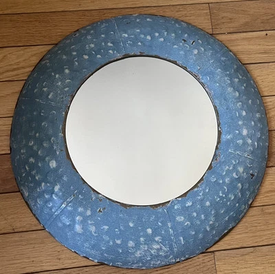 Metal Blue Rustic Round Mirror 16” (actual internal mirror 9”) - Image 1 of 3