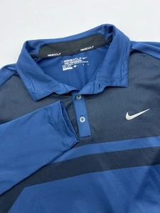 Nike Golf Tour Performance Polo Shirt Long Sleeve Blue Dri Fit Men’s Large - Picture 1 of 10