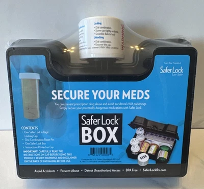 Safer Lock Box Safe Case Secure Your Meds 4 Digit Combination Locking Cap New - Image 1 of 3