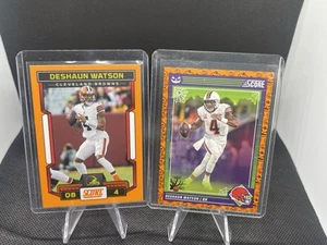 2023-24 Score Football Lot (2) Deshaun Watson Orange Parallel & Pumpkin - Browns - Picture 1 of 2