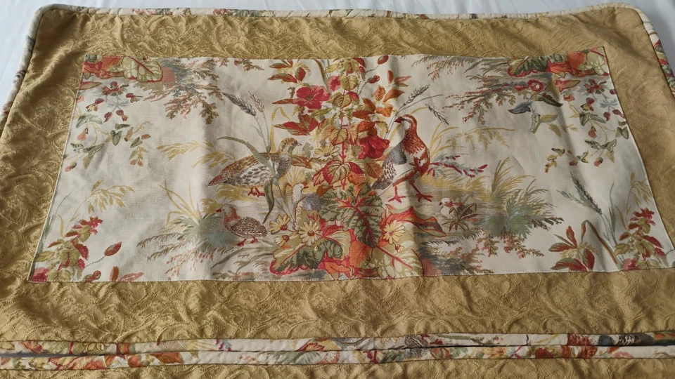 Schumacher King Pillow Shams Cases Quail Meadow Designer Toile Linen Pair Custom - Image 1 of 4