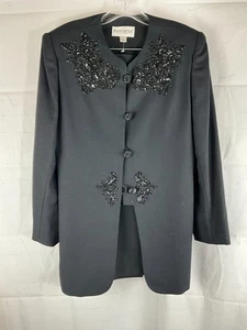 Mujer John Meyer of Norwich 2 Piezas Adornado Blazer Falda Traje Negro Talla 10 - Imagen 1 de 9