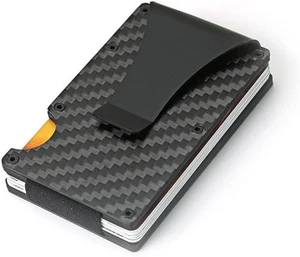 Portafoglio Uomo Blocco RFID Slim Fermasoldi Fibra di Carbonio Porta Carte di Credito ID - Foto 1 di 11