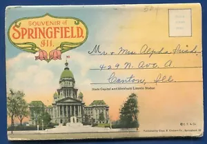 Springfield Illinois il Lincoln Square Sangamo Club Postcard Folder - Picture 1 of 2