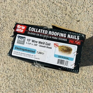 Grip-Rite 1-1/4 Zoll 11 Ga. abgewinkelte Coildachnägel 15 Grad glatter Schaft 7200 Stück - Bild 1 von 2