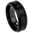 Black IP Plated Brushed Center Beveled Edge Titanium Ring – 8mm