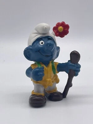 Los Pitufos 1978 Caminante Pitufo Senderismo Bastón Figura Juguete Vintage PVC Schleich Foto 1 de 4