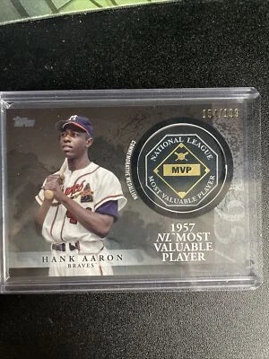 2023 Topps Update MVP Medallion Hank Aaron /199 Black Parallel 1957 SSP Relic - Image 1 of 3