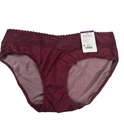 Warner's Women's Size 9 XL Panty Brief Hipster Lace Waistband Red Polka Dot New - Image 1 of 4