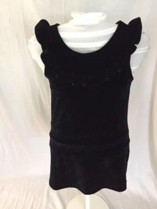 Girls Fleur Des Champs Holiday Dress Size 6/7 Black Velvet Sleeveless - Picture 1 of 6