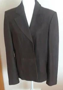 Covington Soft Leather Jacket Women Large Brown Long Sleeve Pocket Button Lined - Picture 1 of 12