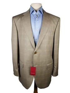 Luigi Bianchi Suit 42R Tan Plaid 3-button 120's Wool - Picture 1 of 8