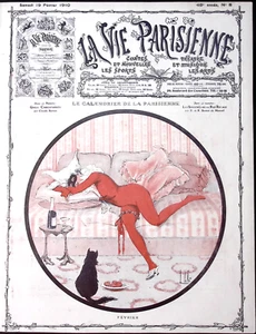 La Vie Parisienne Magazine 19 Feb 1910 L. Vallet The Calendar of the Pariesienne - Picture 1 of 4