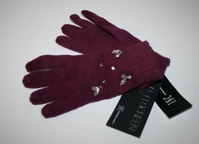 Guantes para mujer INC International Concepts adornados con piedras preciosas tejidos rojos talla S/M Foto 1 de 4