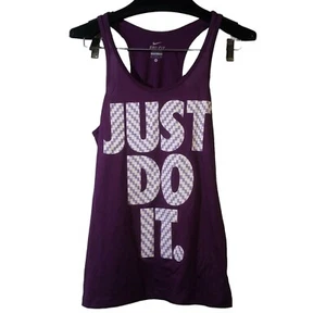 Nike DriFit Canotta Donna S Racer Back Just Do It Viola Chevron Leggera - Foto 1 di 5