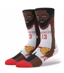 STANCE x JAMES HARDEN HOUSTON ROCKETS CARTOON SOCKS THE BEARD sz L 9 - 12 - Picture 1 of 4