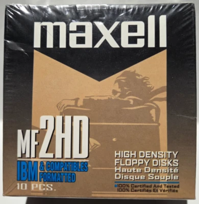 Disquetes de computadora Maxell de alta densidad paquete de 10 MF 2HD nuevos sellados Foto 1 de 4