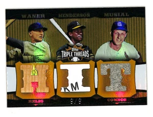 2006 Topps Triple Threads Paul Waner Rickey Henderson Stan Musial Bat Patch Card - Picture 1 of 2