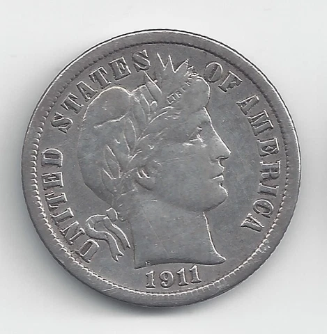 1911 Barber Dime VF or Better BN 254 Cover