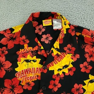 Hawaiian Tropics Shirt Mens Medium Red Floral Beach Camp Hawaiian Resort Surf - Picture 1 of 12