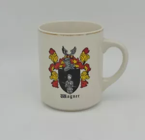 Wagner Familienwappen Becher Wappen Tasse blau rot weiß Keramik Kaffee Goldrand - Bild 1 von 6