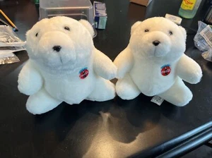 Vintage 1993 White Coca Cola Polar Bear Plush Stuffed Animal Toy 90s Set Of 2 - Picture 1 of 5