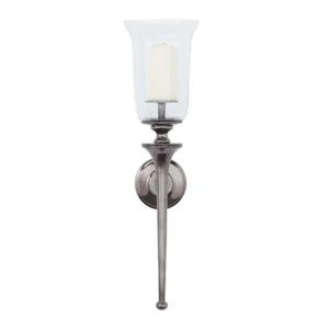 Aluminum Wall Sconce Candle Holder with Glass Black Candle Holder Sconce 30" - Picture 1 of 4
